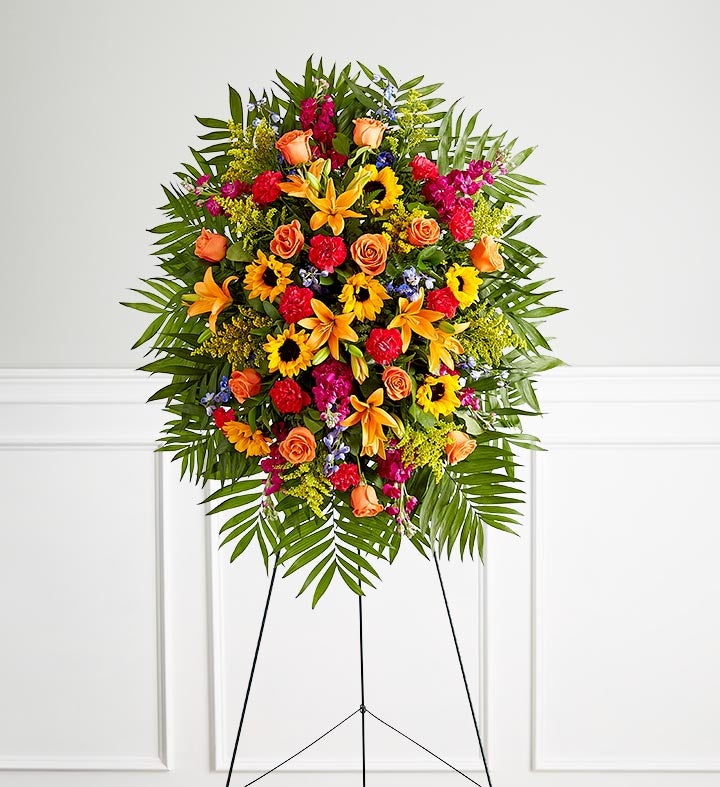 1-800-Flowers Flower Delivery Vibrant Funeral Standing Spray Medium