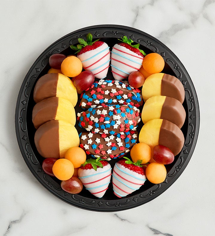 Americana Dipped Fruit Platter | Petite Tray w/ Dipped Fruit - Fruit Arrangements by FruitBouquets.com