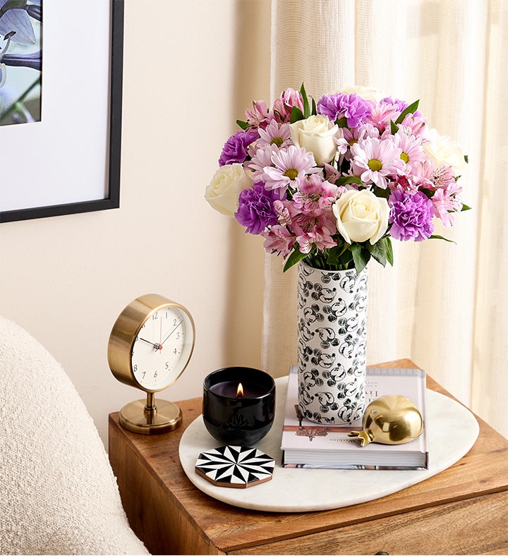 Disney Mickey Mouse Vase with Lavender Garden Bouquet