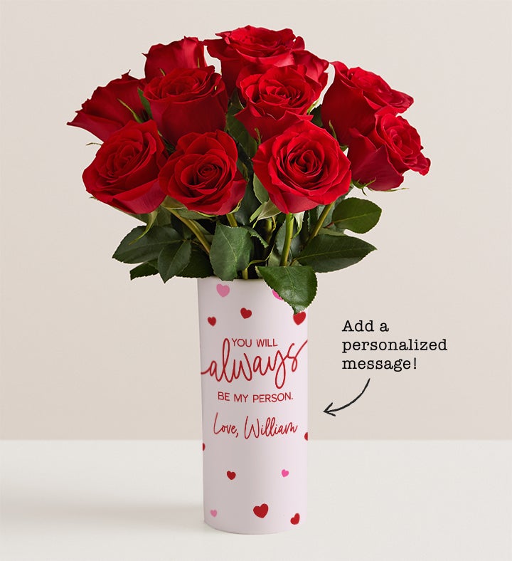 Always Be My Person Bouquet with Personalized Vase