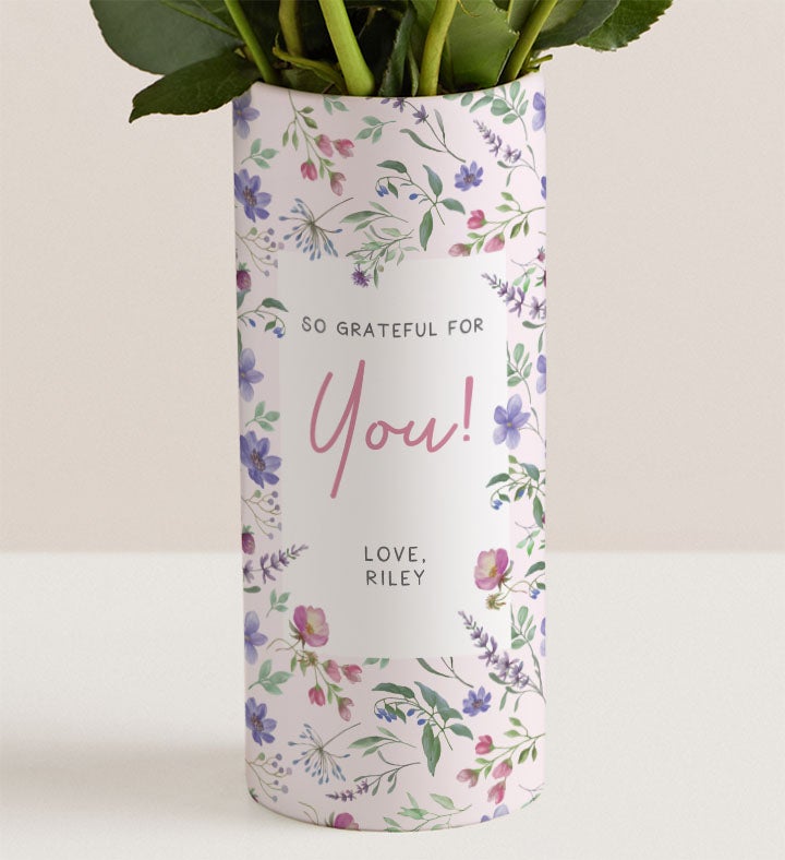 So Grateful for You Bouquet with Personalized Vase