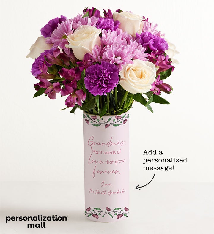 A Grandma's Love Grows Forever Bouquet with Personalized Vase