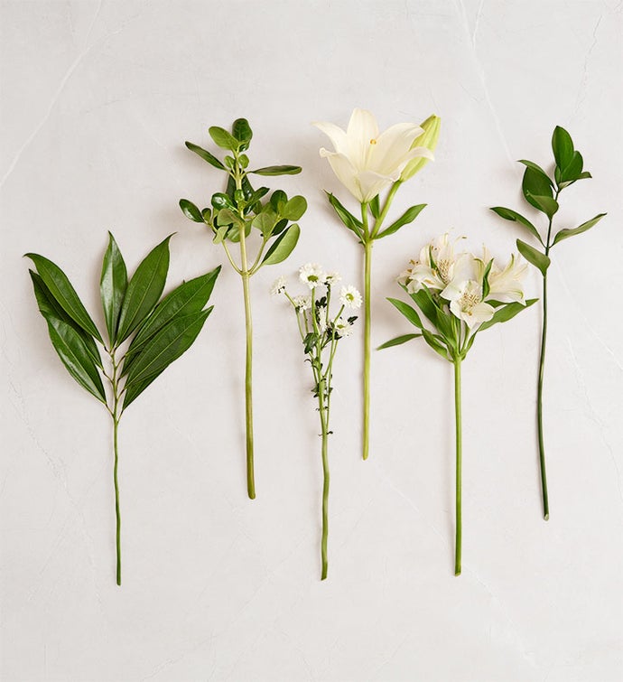 White Lily Bouquet with The Adventure Begins Vase