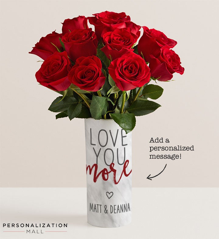 Love You More Bouquet with Personalized Vase