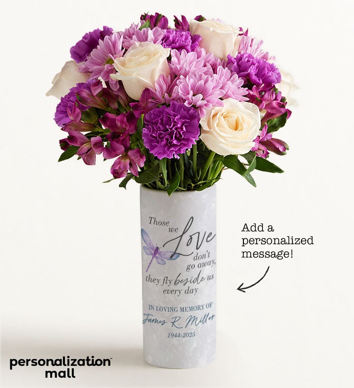 Beautiful Memories Bouquet with Personalized Vase