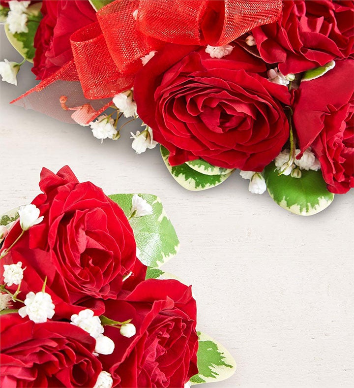 Red Spray Rose Corsage and Boutonniere