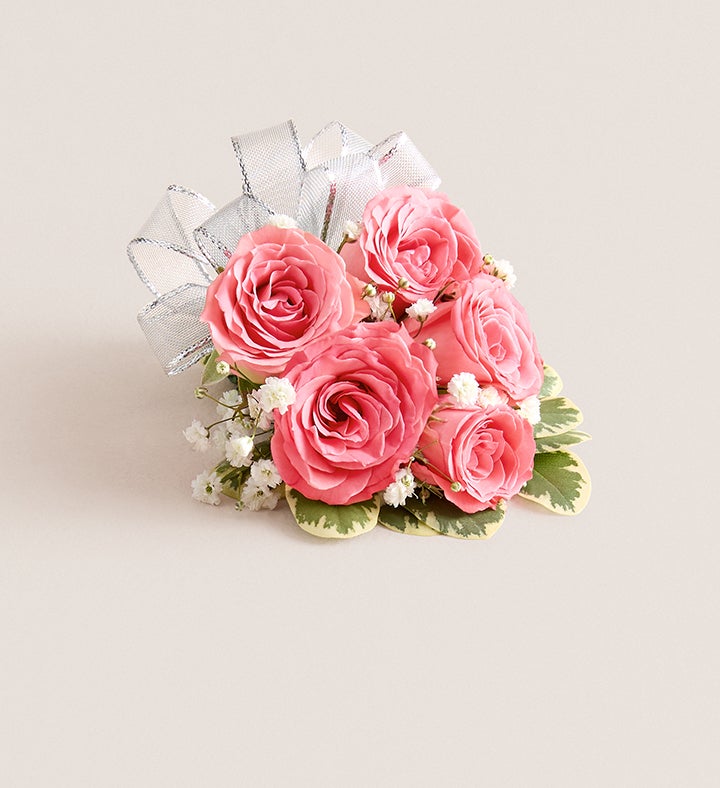 1-800-Flowers Flower Delivery Pink Spray Rose Corsage Large - Silver Bow