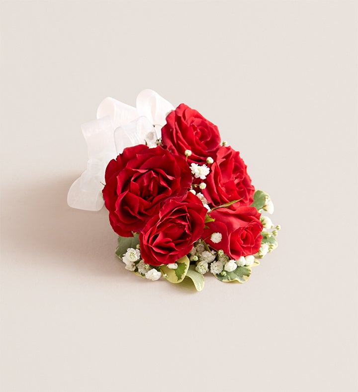 1-800-Flowers Flower Delivery Red Spray Rose Corsage Large - White Bow