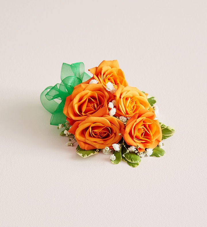 1-800-Flowers Flower Delivery Orange Spray Rose Corsage Large W/ Green Bow