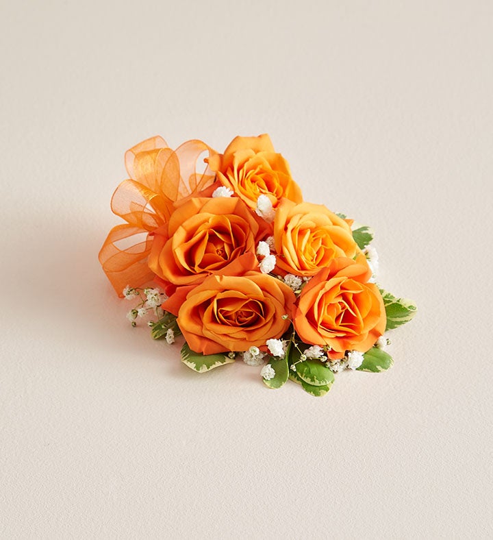 1-800-Flowers Flower Delivery Orange Spray Rose Corsage Large W/ Orange Bow