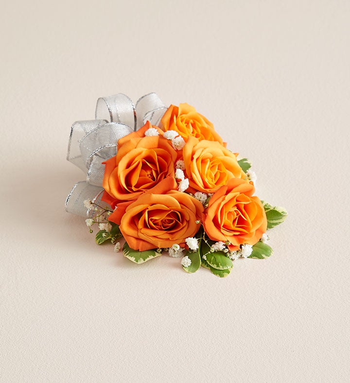 1-800-Flowers Flower Delivery Orange Spray Rose Corsage Large W/ Silver Bow