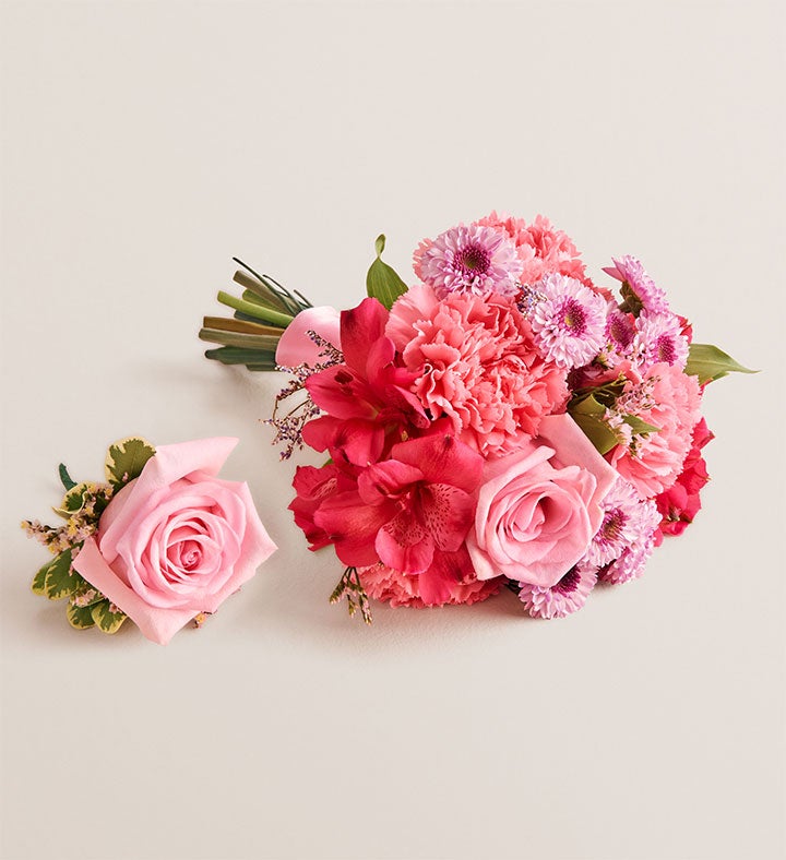 1-800-Flowers Everyday Gift Delivery Prom Bouquet & Boutonniere - Pink Small