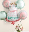 Elegant Blush Bouquet with Happy Birthday Balloon Arrangement