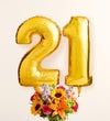 Floral Embrace™ with Number 21 Balloons