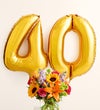 Floral Embrace™ with Number 40 Balloons