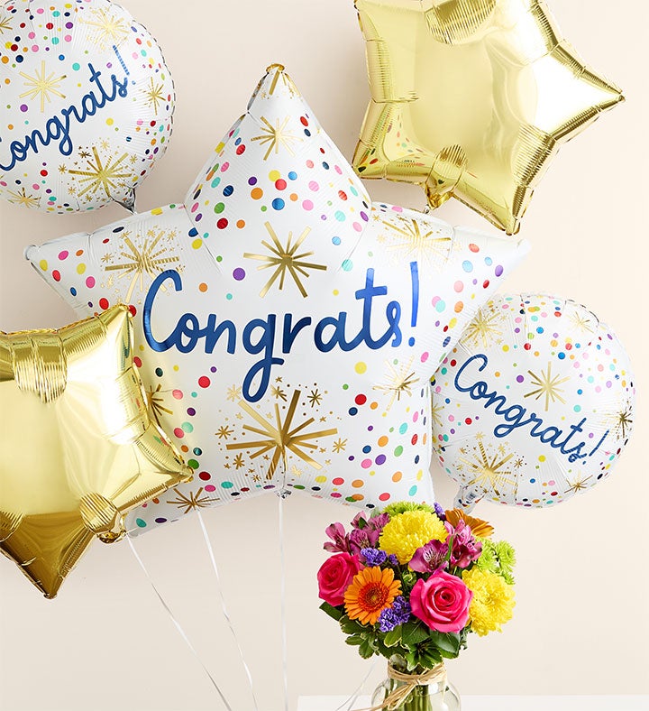 Fields of Europe® Celebration with Congrats Balloon Bouquet