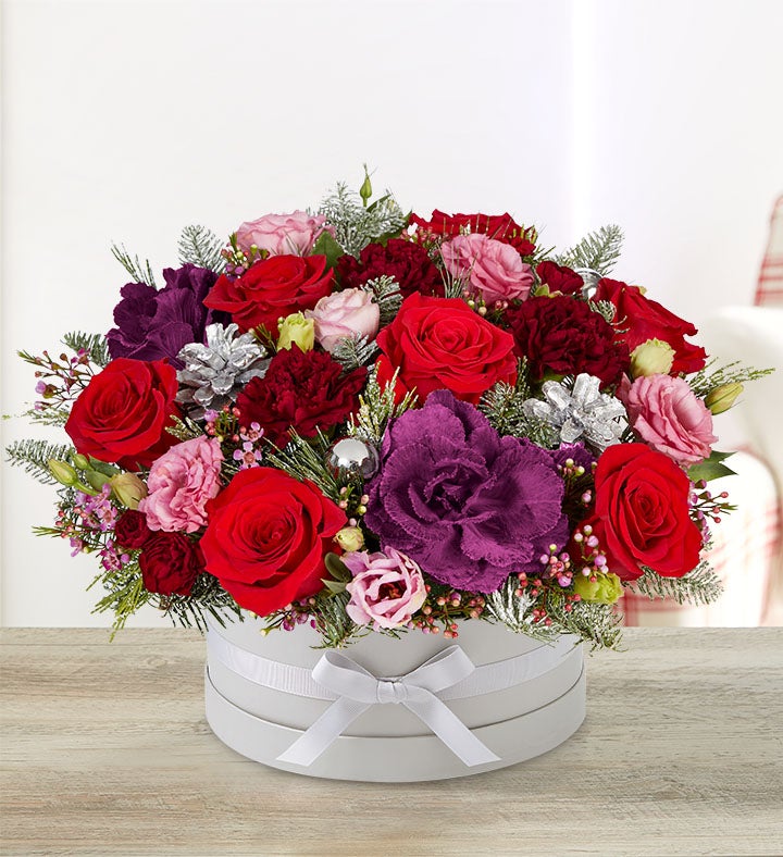 Artificial Flowers Frosty Winter Roses Bouquet