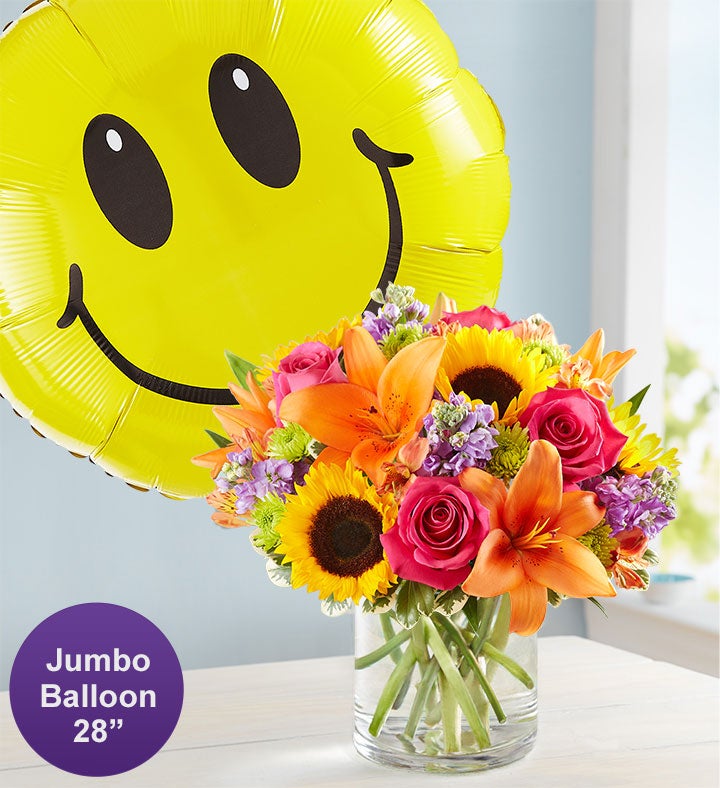 Floral Embrace™ with Jumbo Smile Balloon