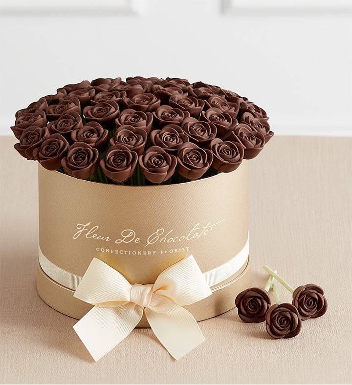 1-800-Flowers Flower Delivery Fleur De Chocolate Belgian Dark Chocolate Roses Deluxe (40 Chocolate Roses)