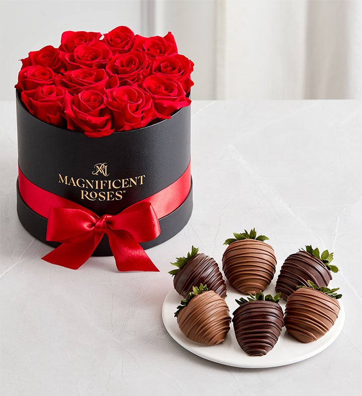 Magnificent Roses® & Chocolate Covered Berries