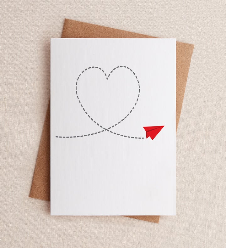 Paper Plane Heart Anniversary Greeting Card