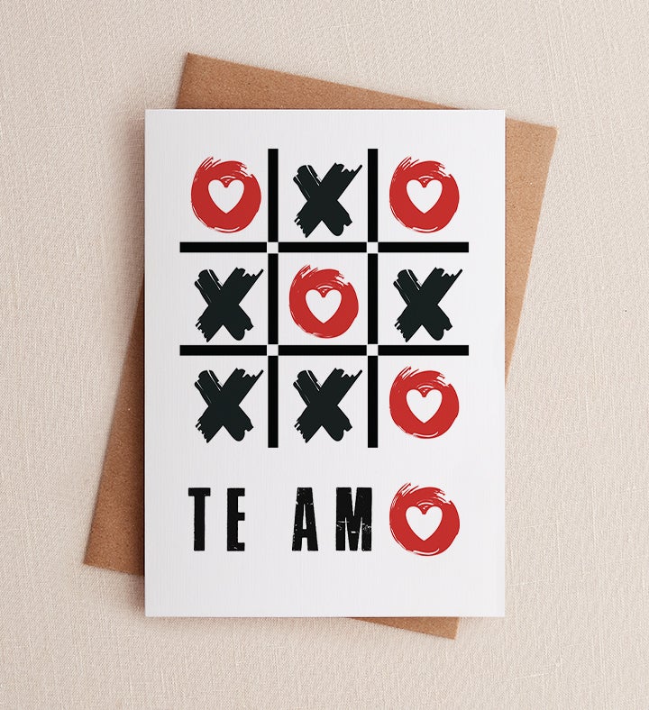 1-800-Flowers Everyday Gift Delivery Te Amo Tick Tack Toe Anniversary Greeting Card
