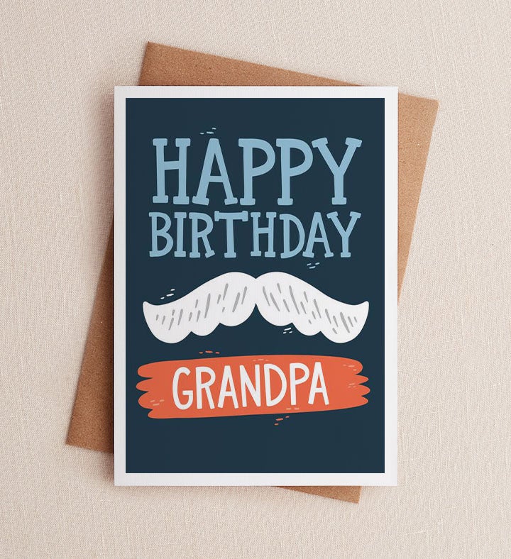 Birthday Grandpa Mustache Birthday Greeting Card