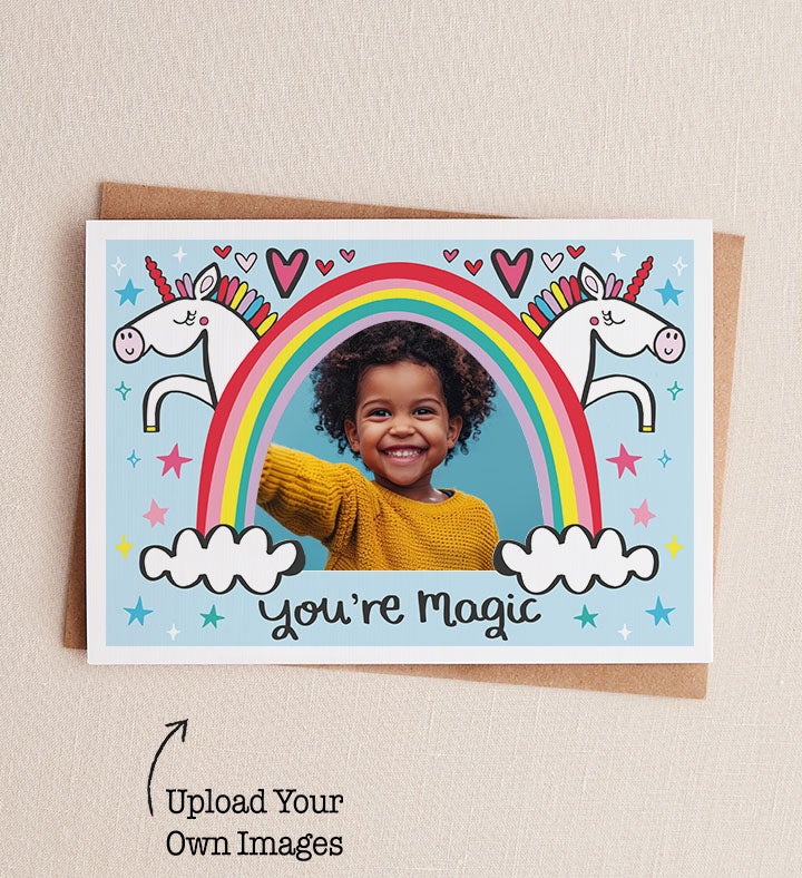 Unicorn Believe Photo Birthday Greeting Card