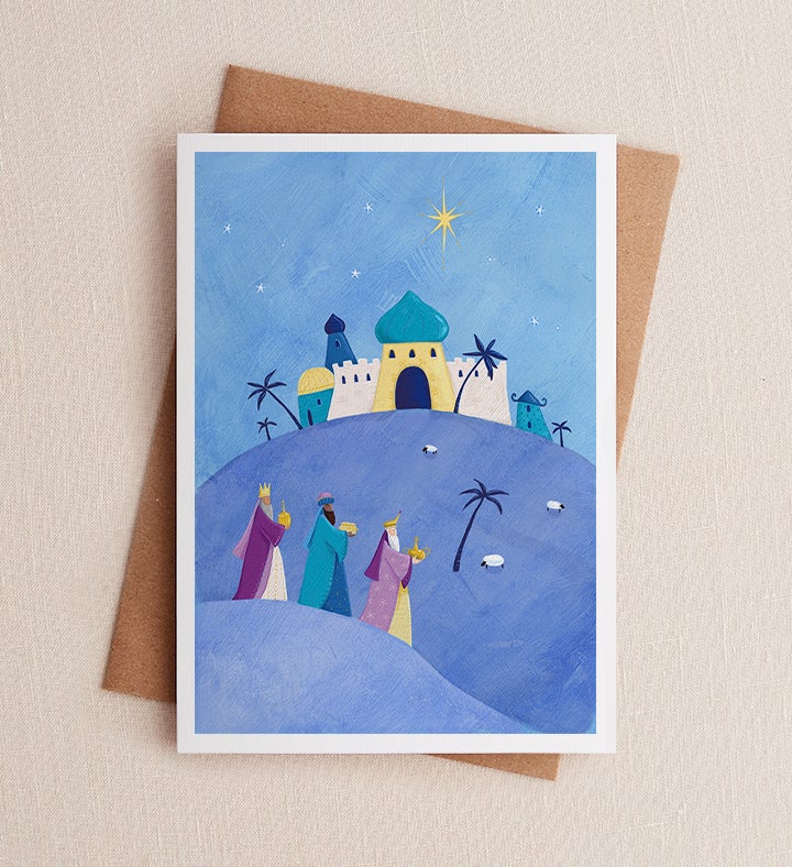 Chrismas Blue Kings Christmas Greeting Card