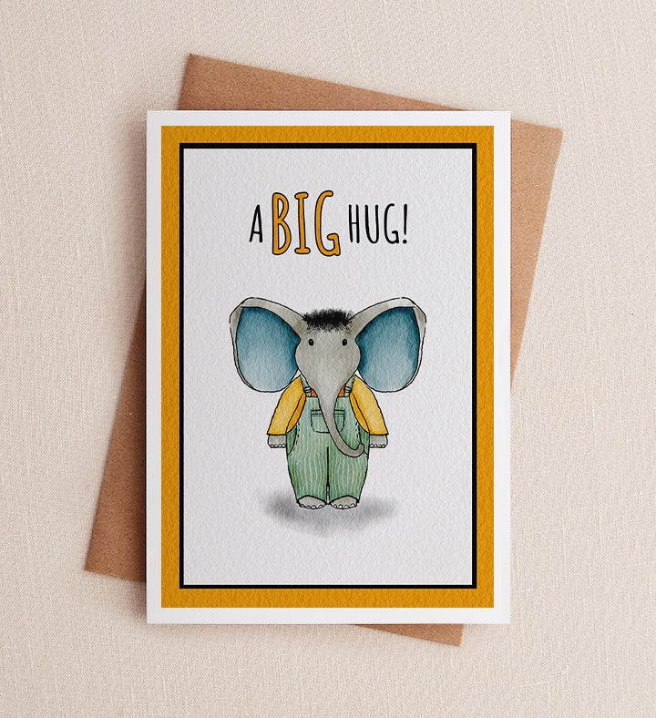 Big Elephant Hug Symathy Greeting Card