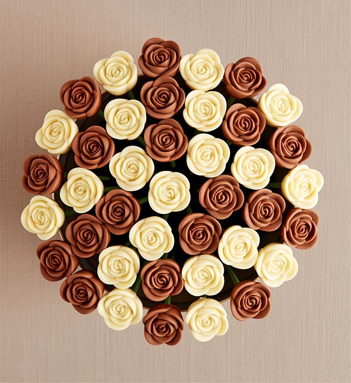 Fleur De Chocolate® Belgian Chocolate Roses - Classic Milk & White