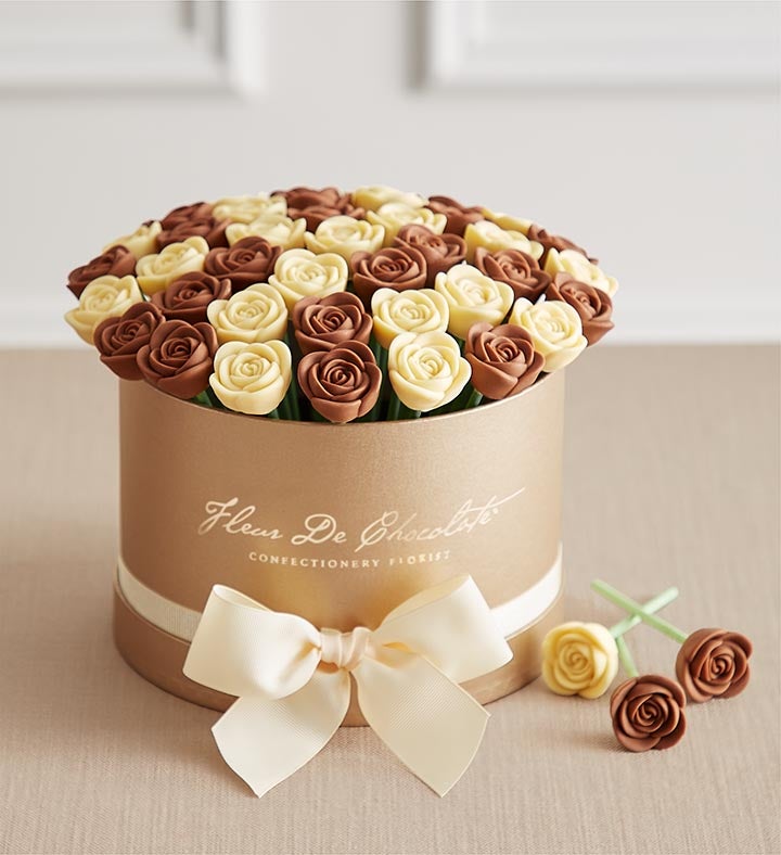 Fleur De Chocolate® Belgian Chocolate Roses   Classic Milk & White