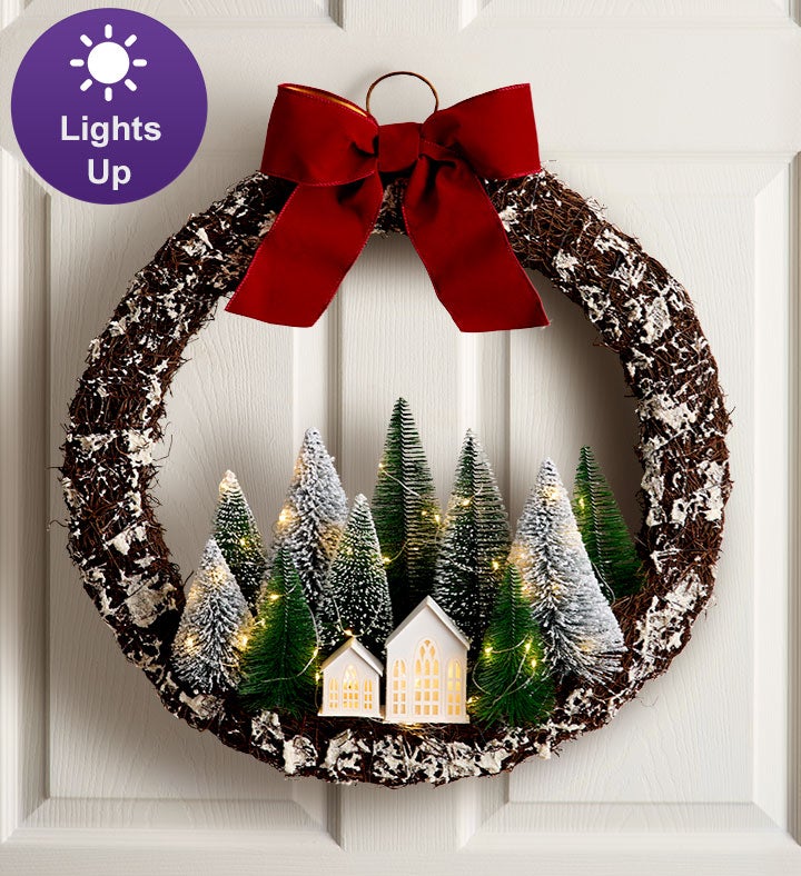 Winter Wonderland Village Wreath   22"