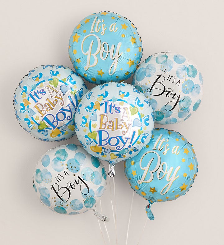 1-800-Flowers Gift Wrapping Delivery Air-Rangement - Baby Boy Mylar Balloons Half Dozen