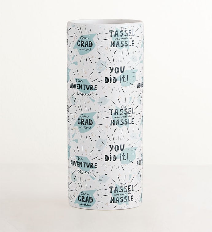White Lily Bouquet with The Adventure Begins Vase