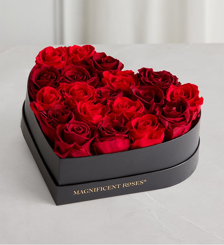 Magnificent Roses® Preserved Rouge Heart & Chocolate