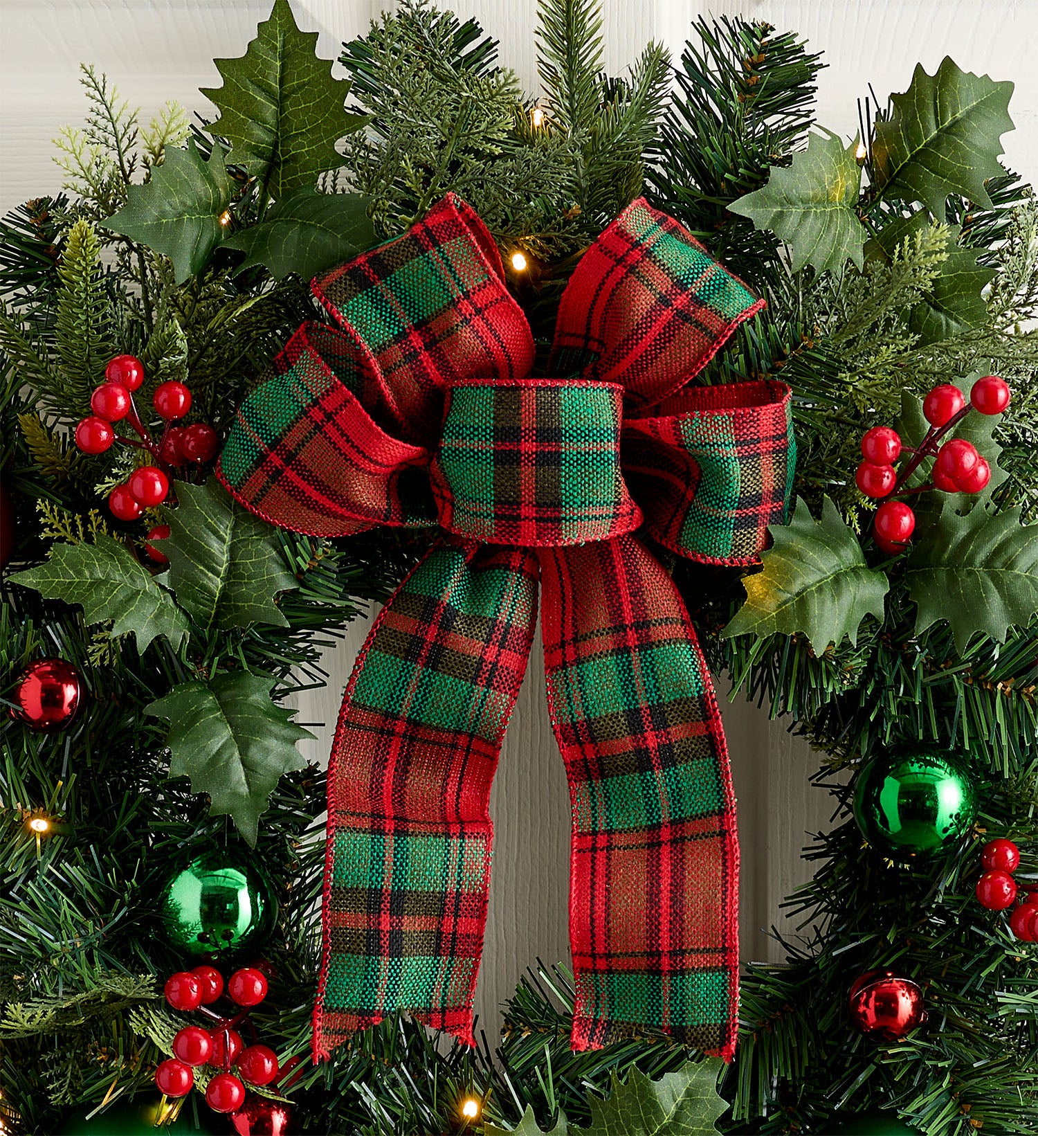 Merry & Bright Wreath with Lights- 24"