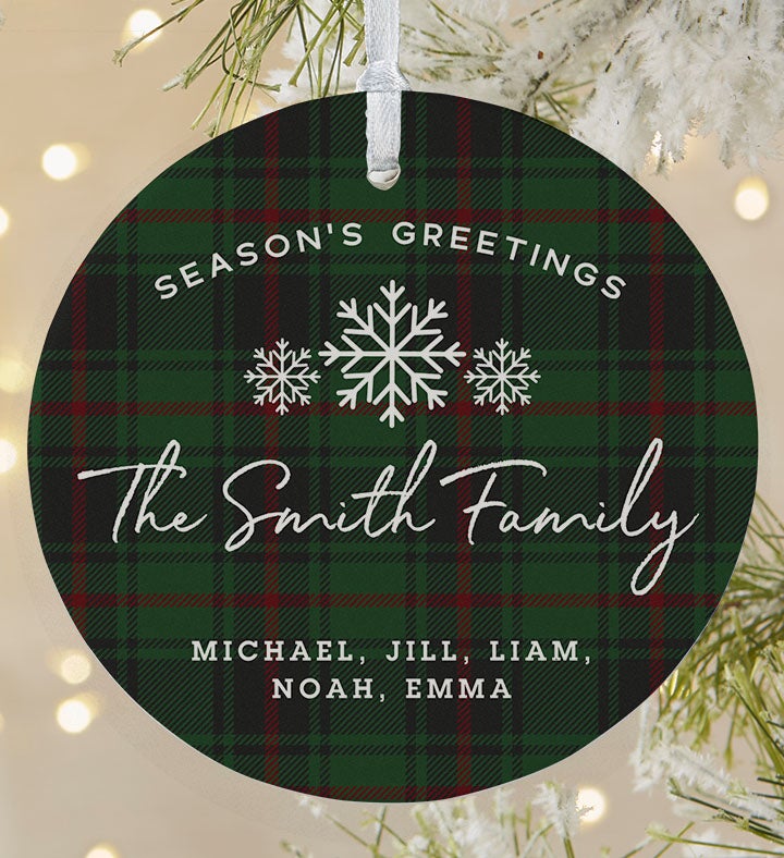 Holiday Plaid Bouquet with Personalized Ornament