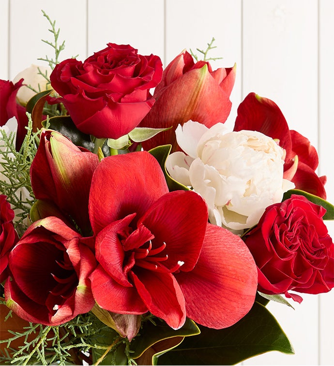 Luxe Holiday Amaryllis Peony Rose Bouquet