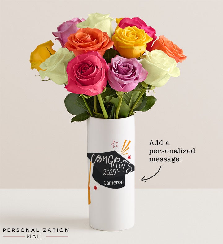 Congrats Grad Bouquet with Personalized Vase