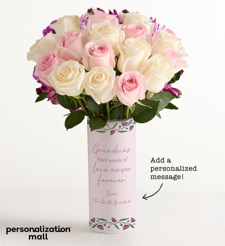 A Grandma's Love Grows Forever Bouquet with Personalized Vase