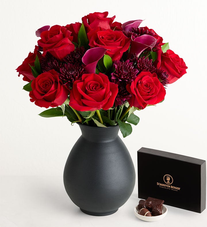 Midnight Romance Bouquet + Chocolate Bundle