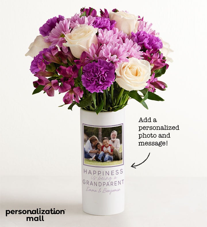 A Grandparent’s Love Bouquet with Personalized Photo Vase