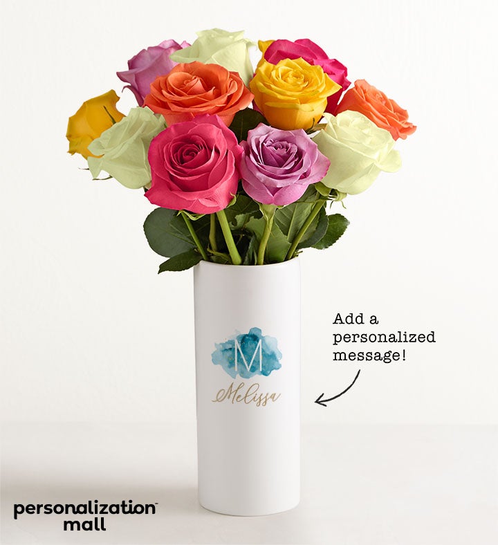 Birthstone Bouquet with Personalized Vase