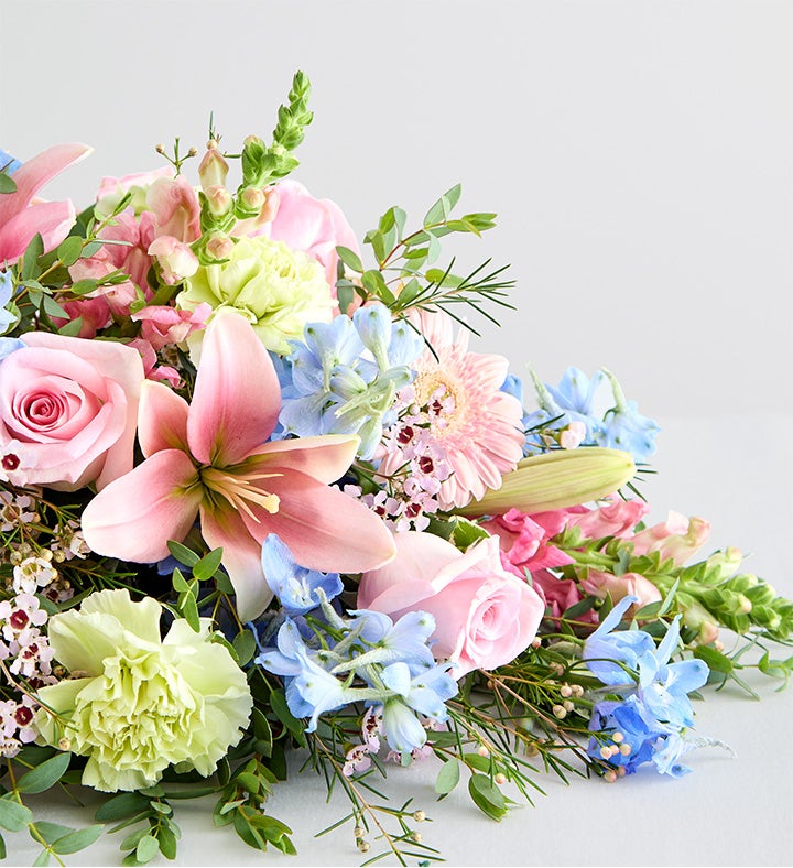 癒しの水彩画1091 sky Watercolor Skies™ Delphinium Centerpiece | 1800Flowers