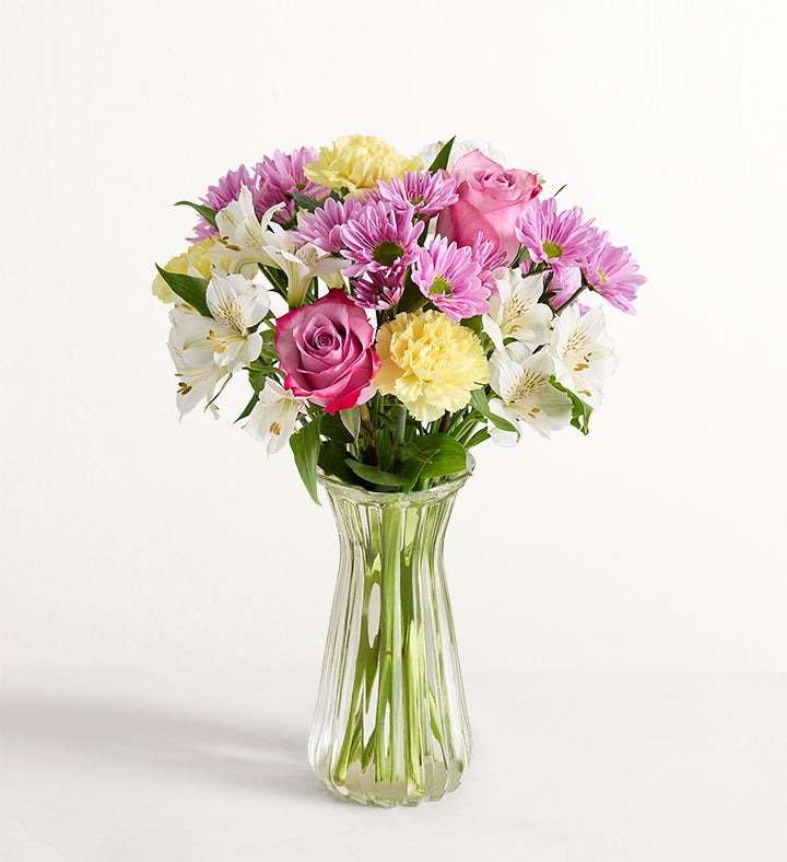 1-800-Flowers Flower Delivery Lavender Light Bouquet W/ Clear Vase