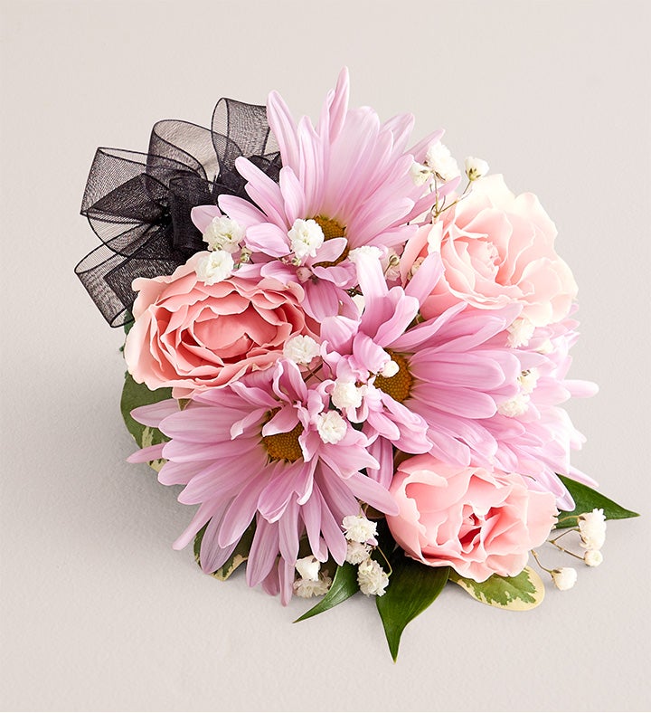 Lavendar Daisy & Pink Spray Rose Corsage