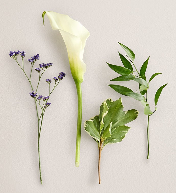 White Mini Calla Corsage And Boutonniere