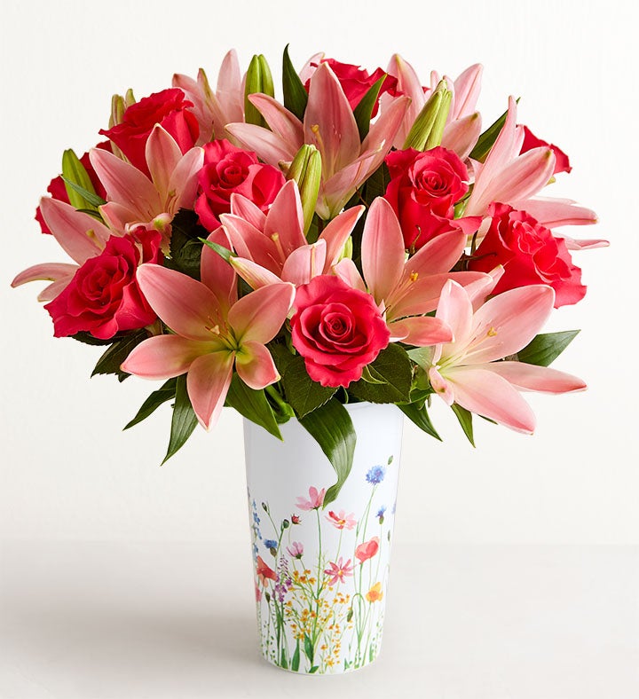 Pink Rose and Lily Bouquet