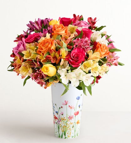 Wildflower Rose & Peruvian Lily Bouquet